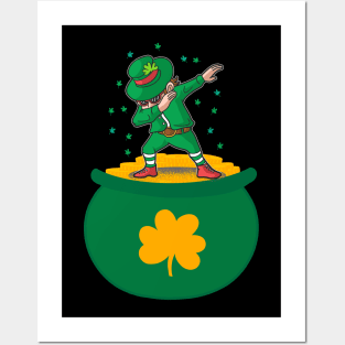 St Patricks Day Dabbing Leprechaun Posters and Art